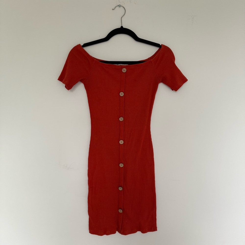 Elegant Orange Button-Down Dress
